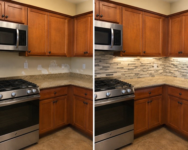 Kitchen backsplash tile installation by Juan Carlos Handyman in Lancaster CA
