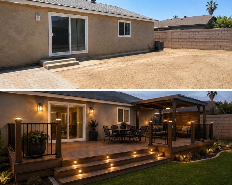 Custom deck construction by Juan Carlos Handyman in Rosamond CA